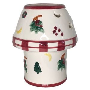 Ceramic Christmas Candle Lamp Shade & Base Holder for Large Jar Candles